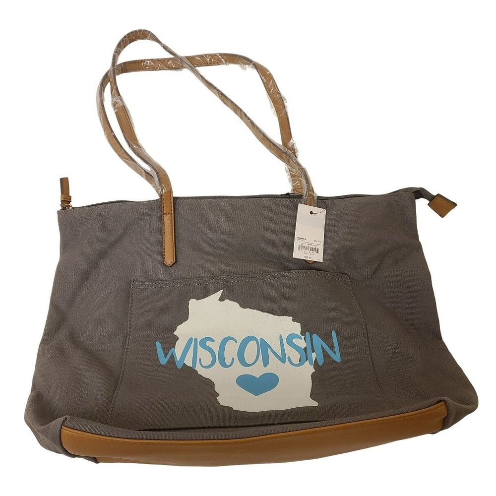 Sonoma Wisconsin Tote Bag Shoulderbag Travel Bag Grey Tan White Blue NWT